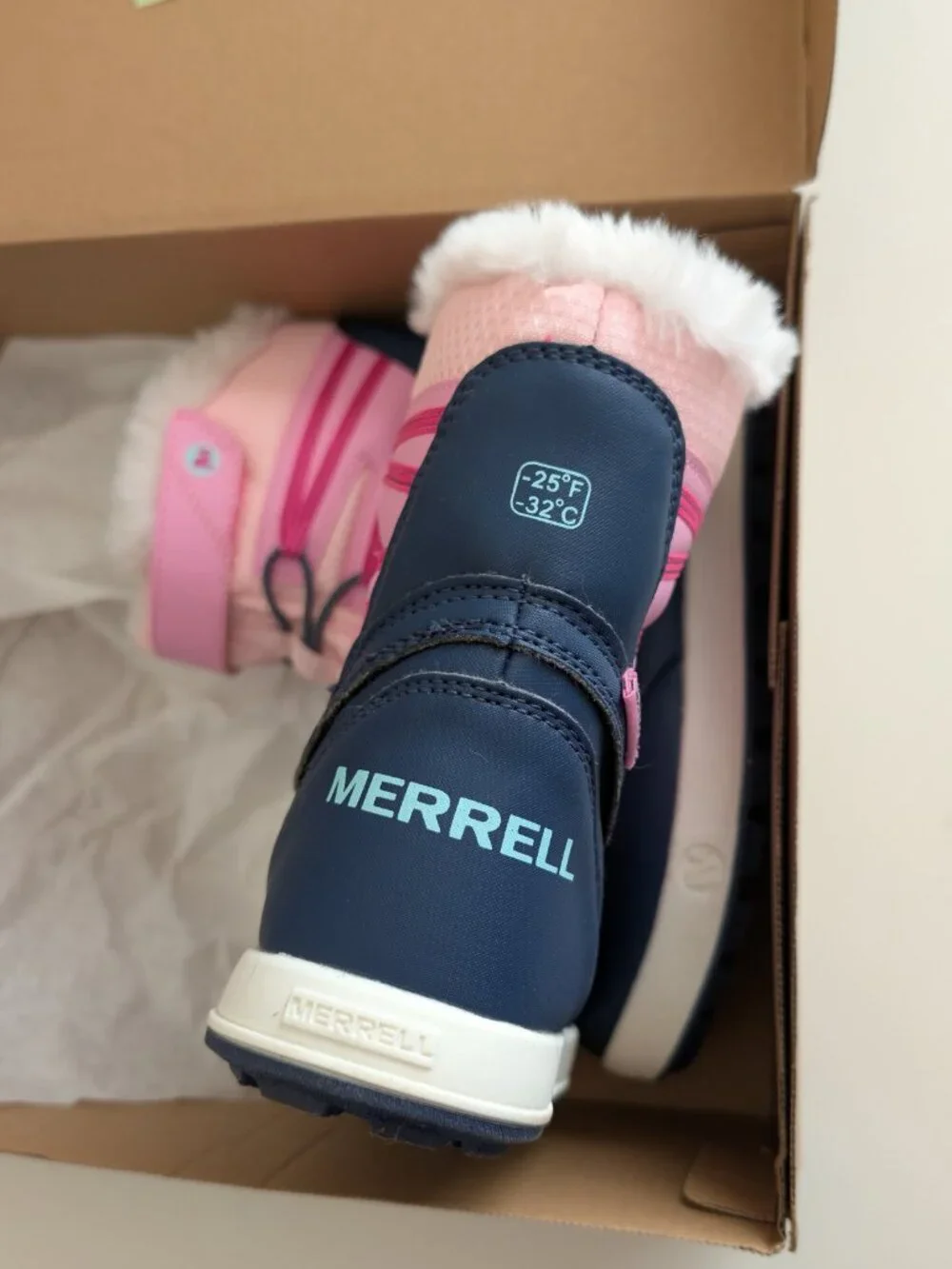 Merrell Snow Bank 5.0 Waterproof Boots - Girls - Pink and Navy - Size 1